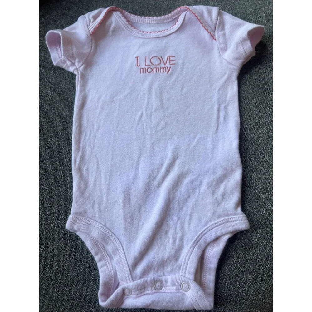 Baby‎ Girl Clothes Carter's 3 Month I Love Mommy Pink Trim Bodysuit
